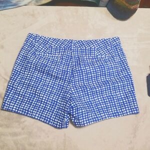 Tommy Hilfiger Shorts Womens 10 Blue Geometric Print Chinos Flat Front Golf NWOT